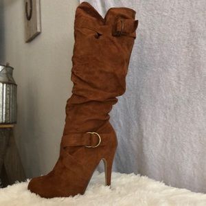 Cognac color heeled boots